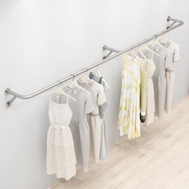 Imagem de Cabide De Roupas Dourado Montado Na Parede Cabide De Roupas De Tubo Industrial, Cabide De Roupas Resistentes Para Pendurar Roupas, Cabide De Armário Multiuso Para Guarda-roupa, Silver, Length 250cm