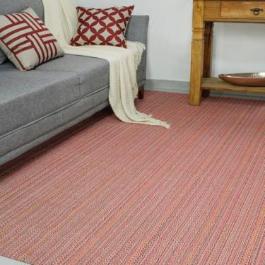 Imagem de Tapete Sala Quarto Algodão 1,40 x 2,00m Indiano Colorido Antiderrapante Emborrachado Natural Decoração Rústica Artesanal de Tear (Vermelho)