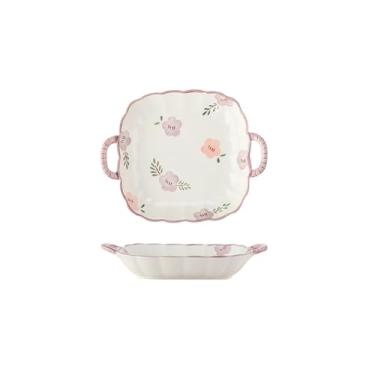 Imagem de Pratos de cerâmica japoneses japoneses simples e requintados resistentes a altas temperaturas - prato quadrado de 9,5 orelhas