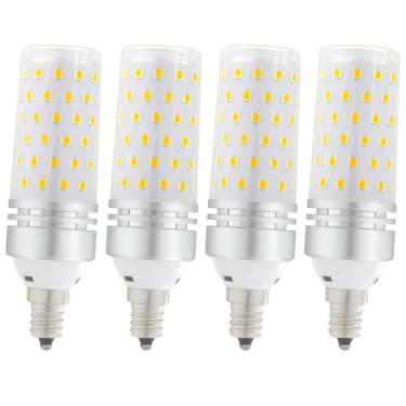 Imagem de Lâmpadas LED E12, lâmpadas LED candelabro equivalentes a 100 watts, branco quente 3000K, lâmpadas de ventilador de teto LED, 1500 lm, lâmpada LED não regulável, lâmpadas LED lustre para ventilador de teto, iluminação doméstica, pacote com 4