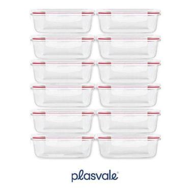 Imagem de Conjunto 12 Potes 640ml Vidro Hermético 4 Travas Marmita - Le Bianco