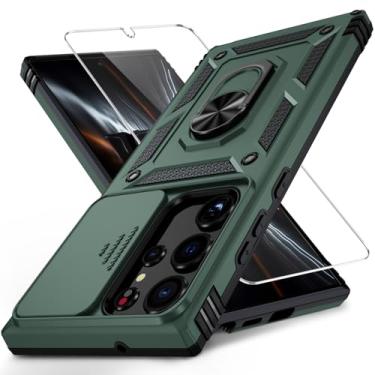 Imagem de Weycolor Capa para Samsung Galaxy S25 Ultra com capa para lente da câmera, protetor de tela HD, proteção contra quedas de grau militar de 3 m, suporte de anel magnético, capa protetora para celular,