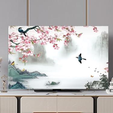 Imagem de Capa de TV Capa protetora contra poeira de TV com impressão moderna para LCD LED desktop/suspensão/protetores de tela curvados para sala de estar arte decoração capa tecido-branco||65 polegadas (152 x