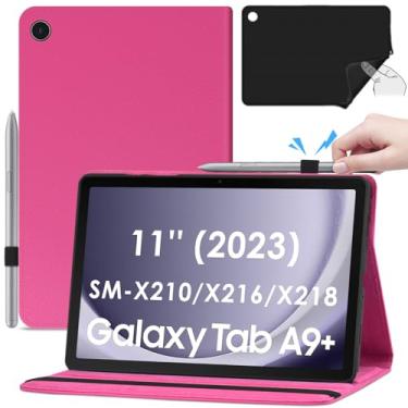 Imagem de DETUOSI Capa De Couro Para Samsung Galaxy Tab A9 Plus 11" Wi-Fi 2023 Android Tablet (Sm-X210/X218) + Suporte S Pen, Parte Traseira Silicone, Modo Suspensão/Ativação Automático, Fecho Magnético, Prot