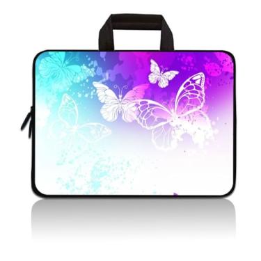 Imagem de HYUTOTA Bolsa para laptop de 14, 15, 15,4, 15,6 polegadas, bolsa de proteção para computador, capa de neoprene, capa de viagem macia, compatível com Dell, Lenovo, HP, Chromebook, ASUS Acer (borboletas