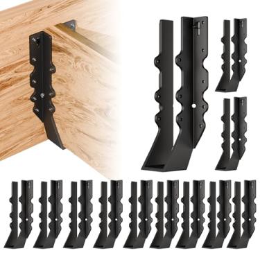 Imagem de Cabide de viga preto 2 x 10 resistente calibre 14 LU210 cabides de viga de montagem preta para viga de furacão cabides de viga, suportes de gravata para piso e treliças de teto, pacote com 12