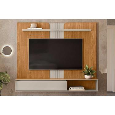 Imagem de Home p/ TV até 65 Pol Friburgo c/ 1 Porta e 1 Prateleira 160x136cm Nature/Off White - Linea Brasil
