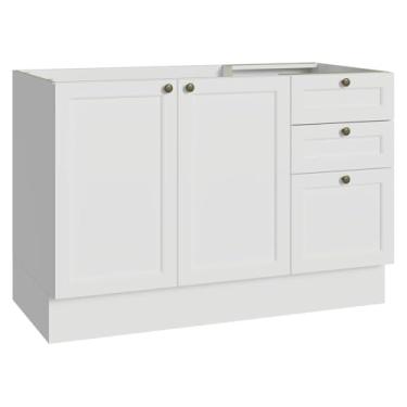 Imagem de Balcão de Pia 120 cm 2 Portas 3 Gavetas (sem Tampo) Branco Vik Madesa
