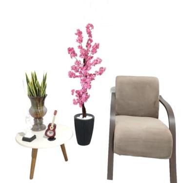 Imagem de Cerejeira Artificial Rosa Flor Pessegueiro Vaso Decoração(3D Preto)