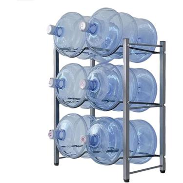 Imagem de Suporte Para Garrafa De Água De 5 Galões Suporte Para Garrafa De Água Resistente Prateleira Empilhável Organizador De Dispensador De Armário De Água Para Escritór, Black, 64×34×82cm