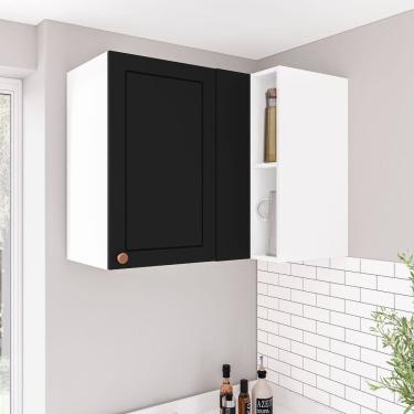 Imagem de Armário de Canto Aéreo Pérola Yescasaa Preto/Branco