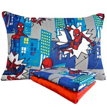 Imagem de Jogo de Cama Infantil Spider Man Microfibra Solteiro Estampado 1,40 m x 2,20 m Com 3 pecas Lepper