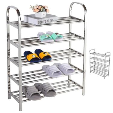 Imagem de Sapateira Prateleira Inox 5 Andares Sapato Calçado Tenis Sandalia Rack Hall de Entrada Multiuso Resistente Organizaçao
