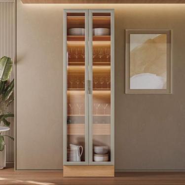 Imagem de Cristaleira 2 Portas de Vidro e LED Em MDF Allure Linea Brasil, Jequit