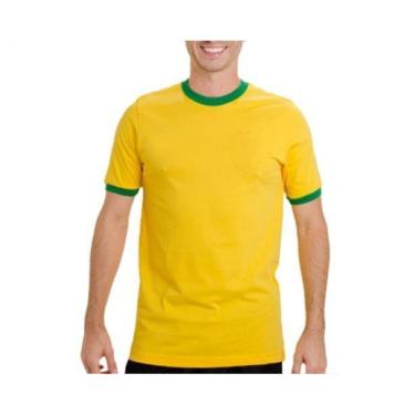 Imagem de Camiseta Brasil Copa Verde Amarela Algodão Camisa Lisa Blusa-Masculino