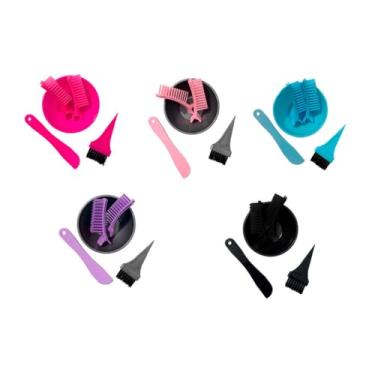 Imagem de Kit de Coloração para Cabelo, 4 Peças, Cumbuca com Pincel Aplicador, Espátula e Presilhas, Disponível em 5 Cores