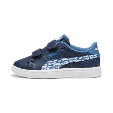 Imagem de PUMA Tênis infantil unissex Smash Hook and Loop, Club Navy-puma branco-azul Horizon, 13 Little Kid