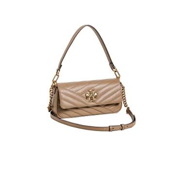Imagem de Tory Burch Bolsa de ombro feminina Kira Chevron com aba pequena, Sandpiper, One Size