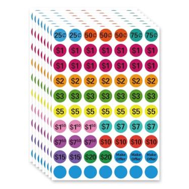 Imagem de Yeachlaing Adesivos removíveis de venda de garagem, 1750 peças de adesivos de preço de venda de quintal, etiquetas redondas pré-impressas de 3/10.2 cm para mercados de pulgas, feiras e varejo