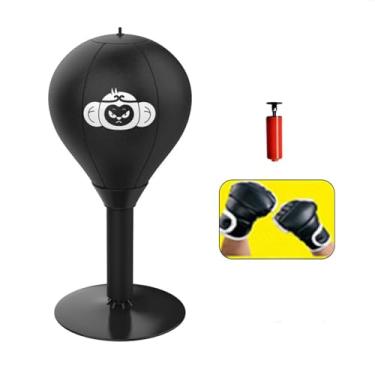 Imagem de Bolsa para alívio de estresse, bolsa de pancada de mesa com ventosa, vem com luvas de kickboxing de meio dedo, bomba de ar, sacos de perfuração de velocidade de macaco para crianças, adolescentes e