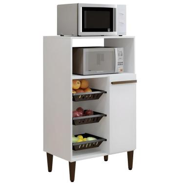 Imagem de Balcão Com Fruteira 1 Porta Berlim Kaiki Móveis Branco