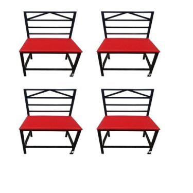 Imagem de Kit 4 Cadeiras Reforçada Para Cozinha e Sala Moderna Jantar Vermelho