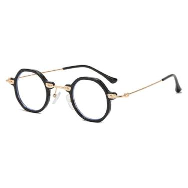 Imagem de Óculos de sol redondos pequenos retrô, óculos de sol com lentes transparentes de metal anti-luz azul para homens e mulheres, UV400, 2, BH01