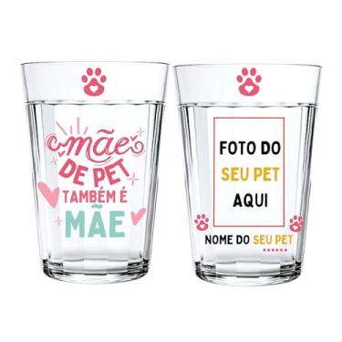 Imagem de Jogo 2 Copos 190ml Vidro Coleção Seu Pet é Arte Personalizados Foto + Nome Não Desbota Mãe/Pai de Pet (MÃE DE PET)