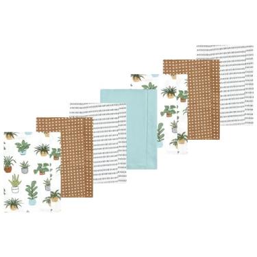Imagem de Luvable Friends Hudson Baby Conjunto de 7 panos de flanela para arrotos, Plantas botânicas, 14x20 inches