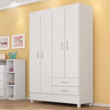 Imagem de Guarda Roupa Solteiro 4 Portas E 2 Gavetas Toledo - Branco Rosa