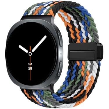 Imagem de SNBLK Pulseira trançada magnética compatível com Samsung Galaxy Watch 8 de 40 mm e 44 mm/Watch 8 Classic de 46 mm e feminina, sem lacunas, de nylon, elástica, com um clique, para Samsung Galaxy Watch