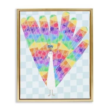 Imagem de Stupell Industries Arte de parede em tela flutuante em ouro pavão arco-íris brilhante por Carla Daly, 78 x 63 cm