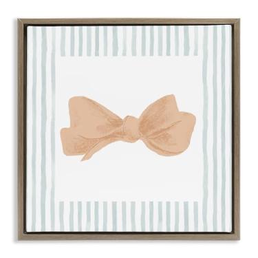 Imagem de Stupell Industries Arte de parede em tela flutuante marrom com borda listrada em arco pastel por PATRICIA PINTO, 45,7 x 45,7 cm