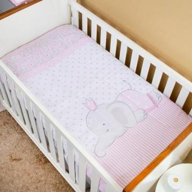 Imagem de Edredom Berço Americano para Bebê Menina Sublimado - Carinha de Anjo, 