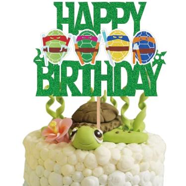 Imagem de Turtle Cake Topper Anime Hero Cake Topper Happy Birthday Turtle Weapon Decorations for Birthday Party Decorations Party Supplies