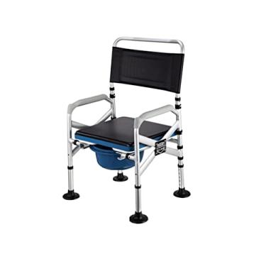 Imagem de Cadeira dobrável para banho/chuveiro, cadeira dobrável de cabeceira, cadeira de vaso sanitário portátil, cadeira de chuveiro ajustável em altura, cadeira de vaso sanitário removível confortável