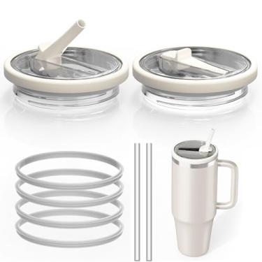 Imagem de Tampa de copo de substituição de 1,134 g para Stanley Quencher, acessórios à prova de vazamento com canudo flip compatíveis com tampas Stanley de 1,134 g, sem BPA, inclui 4 anéis de vedação de