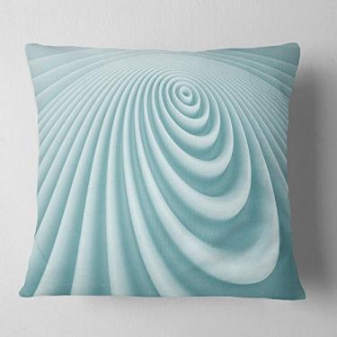 Imagem de Designart Fractal Arredondado Azul 3D Sala de Estar, Sofá, Almofada de Alta Qualidade + Capa de Almofada Estampada em ambos os lados 40,64 cm x 40,64 cm