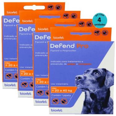 Imagem de Defend Pro Cães 21 a 40Kg Prevenção de Pulgas e Carrapatos em Cães kit