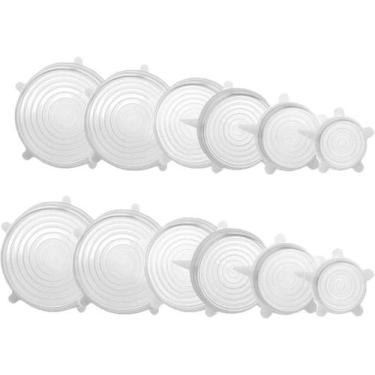 Imagem de 2  Kits de 6 Tampas Tampa Tudo Ecológicas Silicone Branco 12 und - MKB