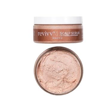 Imagem de REVIVV Shampoo esfoliante para couro cabeludo, esfoliante com sal do Himalaia para limpar o couro cabeludo, esfoliante com óleo de alecrim e melaleuca para remover o acúmulo, reduzir a descamação e