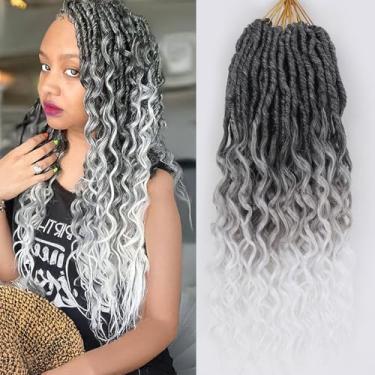 Imagem de Cabelo curto branco profundo falso crochê para mulheres negras - pacotes com 8 unidades de 30,5 cm pré looped Goddess Locs com pontas encaracoladas profundas tranças de crochê sintético pré-looped