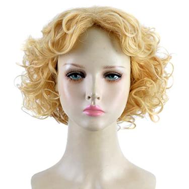 Imagem de SiYi Peruca feminina loira moderna estilo fofo com franja natural dos anos 80