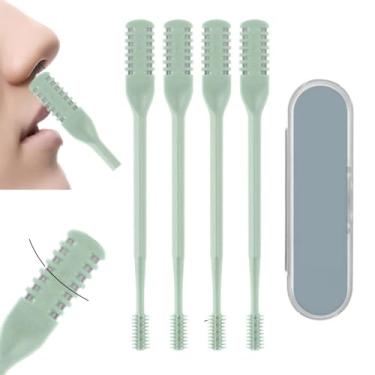 Imagem de Cortador de pelos nasais, aparador de pelos manual 2 em 1 atualizado, faca dupla face, ferramenta de remoção de pelos de narina com rotação de 360°, fácil de usar para mulheres e homens (4 peças