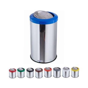 Imagem de Lixeira Inox Basculante 20 Litros Tampa Flip Top Com Cor - Aldinox, Az