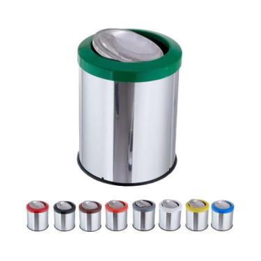 Imagem de Lixeira Inox Com Tampa Flip Top Basculante 15 Litros Lixo - CM Design,
