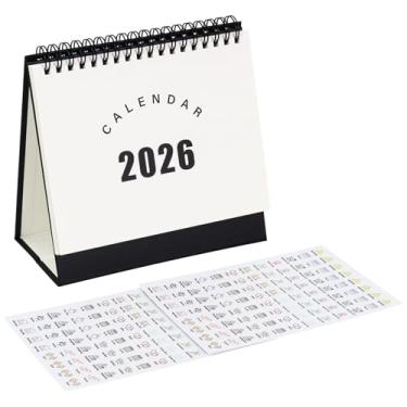 Imagem de Agenda de mesa 2025-2026, calendário de mesa dobrável de julho de 2025 a dezembro de 2026, 18 meses, com adesivos de agenda (minimalista)