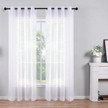 Imagem de Cortinas KOUFALL Sheer Grommet, brancas, 230 cm, quarto, sala de estar