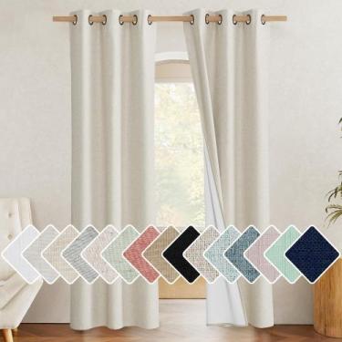 Imagem de Cortinas NICETOWN Natural Full Blackout Linen 200x210 cm 2 painéis
