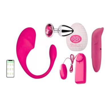 Imagem de Kit sex shop casal e Feminino, Vibrador por aplicativo APP a Longa Distancia, Recarregavel USB, Plug Anal, Cápsula bullut,Vibrador Ponto G e Masturbador Egg